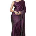 wine colour saree satin silk saree